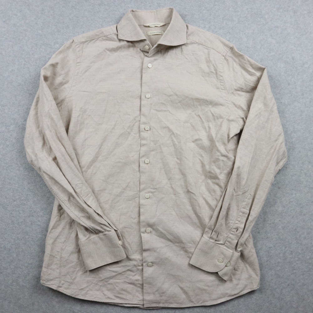 Suitsupply Shirt Mens 15.5 Slim Fit Egyptian Cotton Button Up Beige Long Sleeve